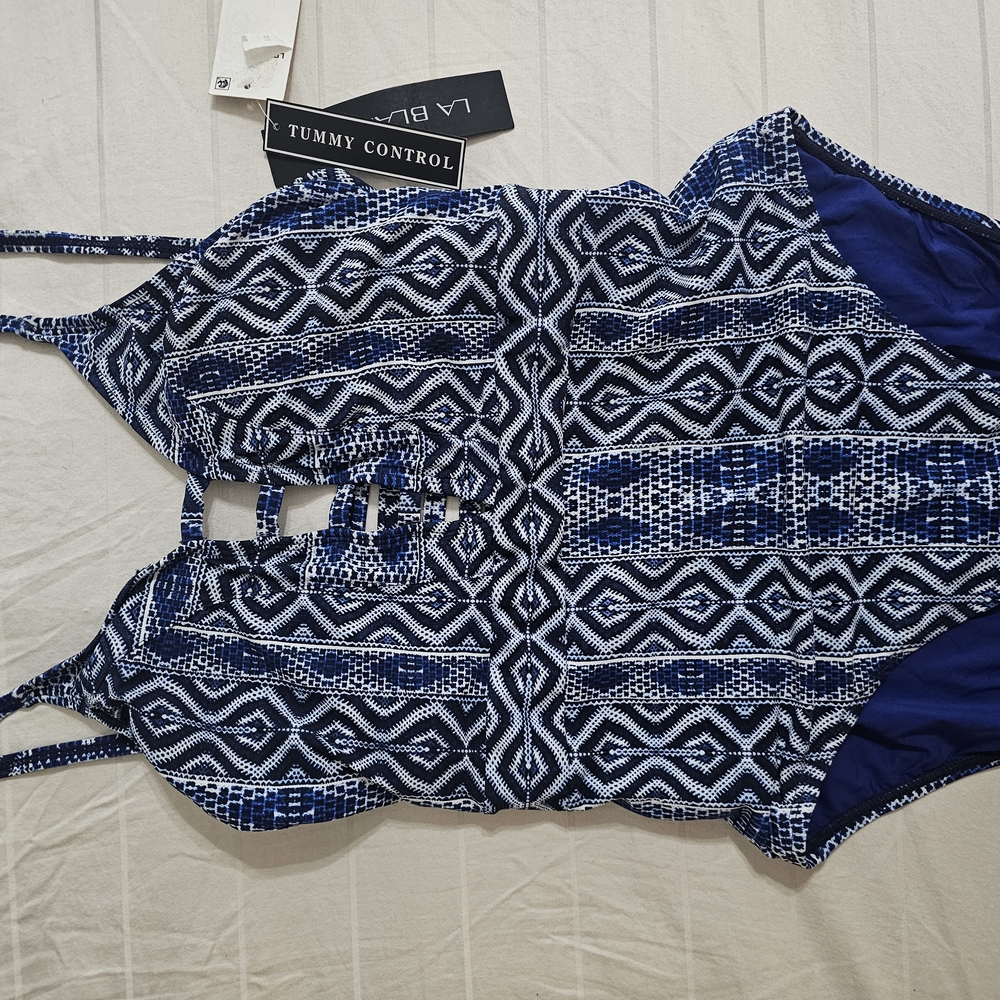 La Blanca Navy and White Patterned Swimsuit